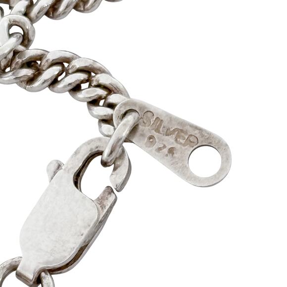 Vintage Sterling Silver 925 Circle O-Ring Cub Chain Bracelet 6.5"-7" - Picture 4 of 7